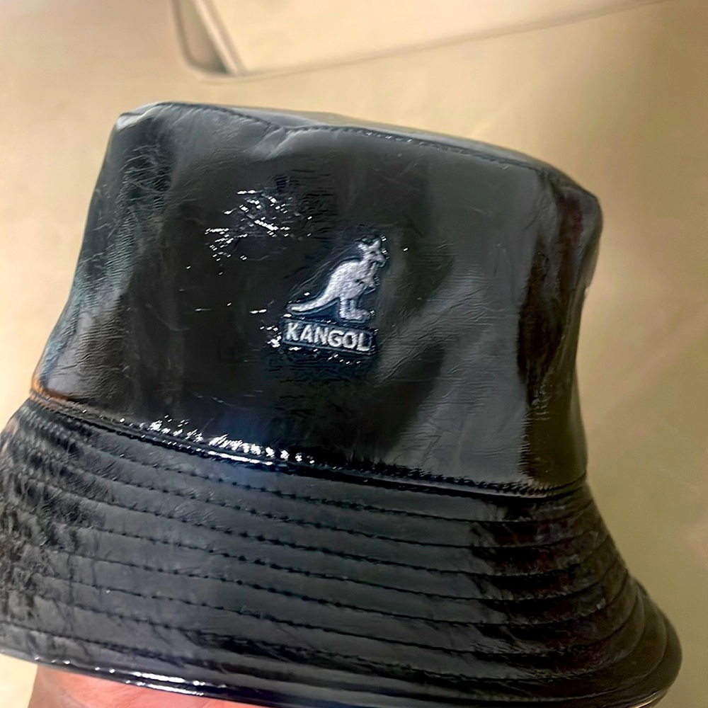 Black Patent Leather Kangol Hat